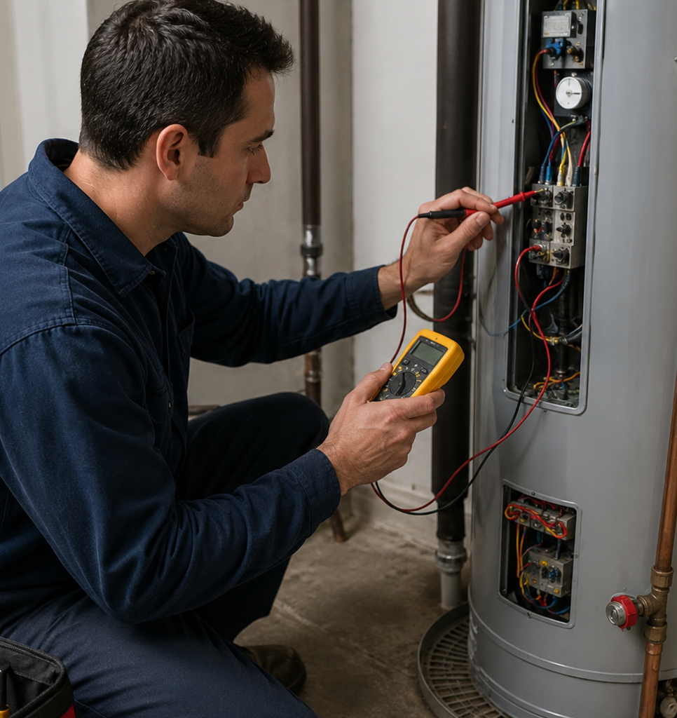 Electric water heater technician
