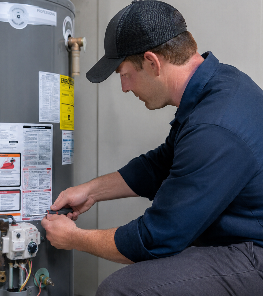 Water heater testing and plumbing system inspection